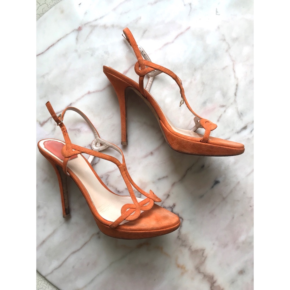 Dior orange suede heels Galliano era sz 38.5